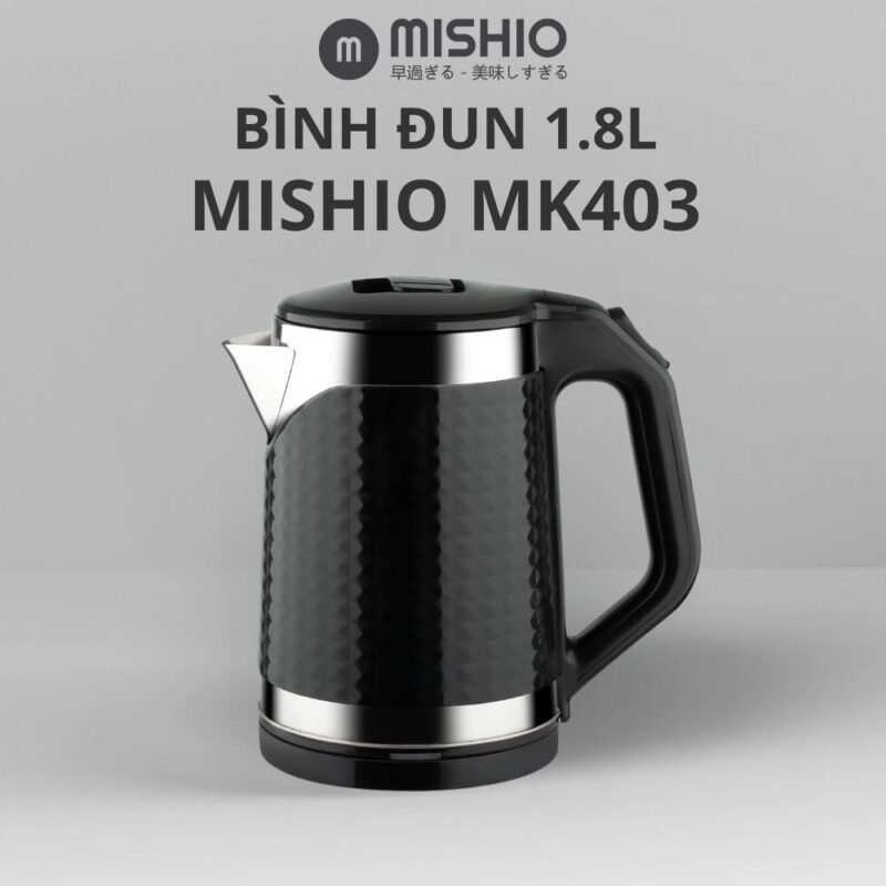 Ấm siêu tốc Mishio MK403 dung tích 1.8L vỏ nhựa cách nhiệt chống bỏng