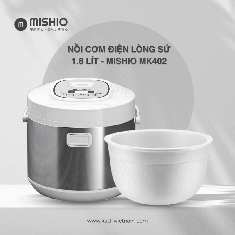 Nồi Cơm Điện Lòng Sứ Mishio MK402 1.8L