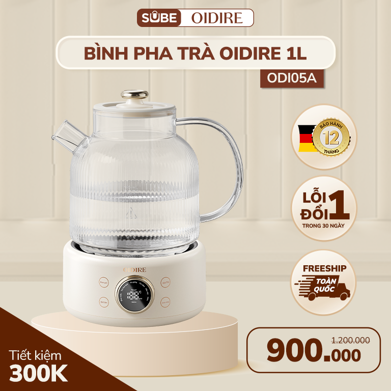 Bình Pha Trà Thủy Tinh OIDIRE 1L ODI05A - Trà Ngon Chuẩn Vị