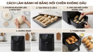 cách làm bánh mì bằng nồi chiên không dầu