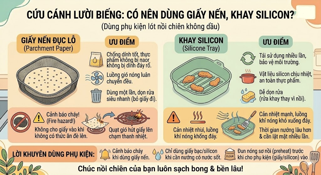 cứu cánh lười biếng có nên dùng giấy nến, khay silicon không