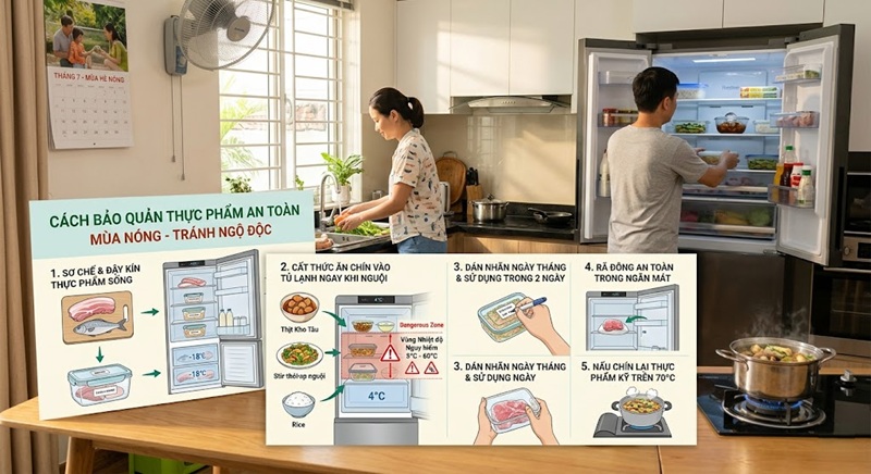 cách bảo quản thực phẩm an toàn mùa nóng giúp tránh ngộ độc