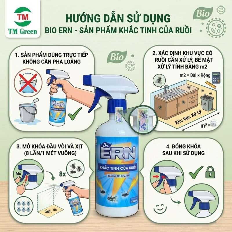 hướng dẫn sử dụng chai thuốc diệt ruồi Bio ERN