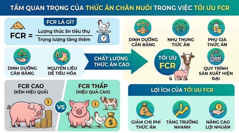 tầm quan trọng của thức ăn chăn nuôi trong việc tối ưu fcr